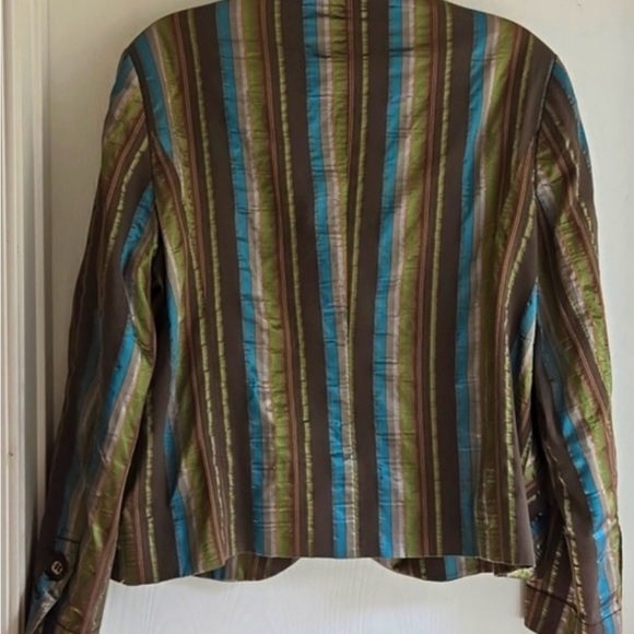 Marcona Elegant Turquoise and Green Striped Blazer, size 16 - Picture 2 of 6